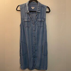 J. Jill Blue denim Sleeveless Button-Down Midi Dress size medium
